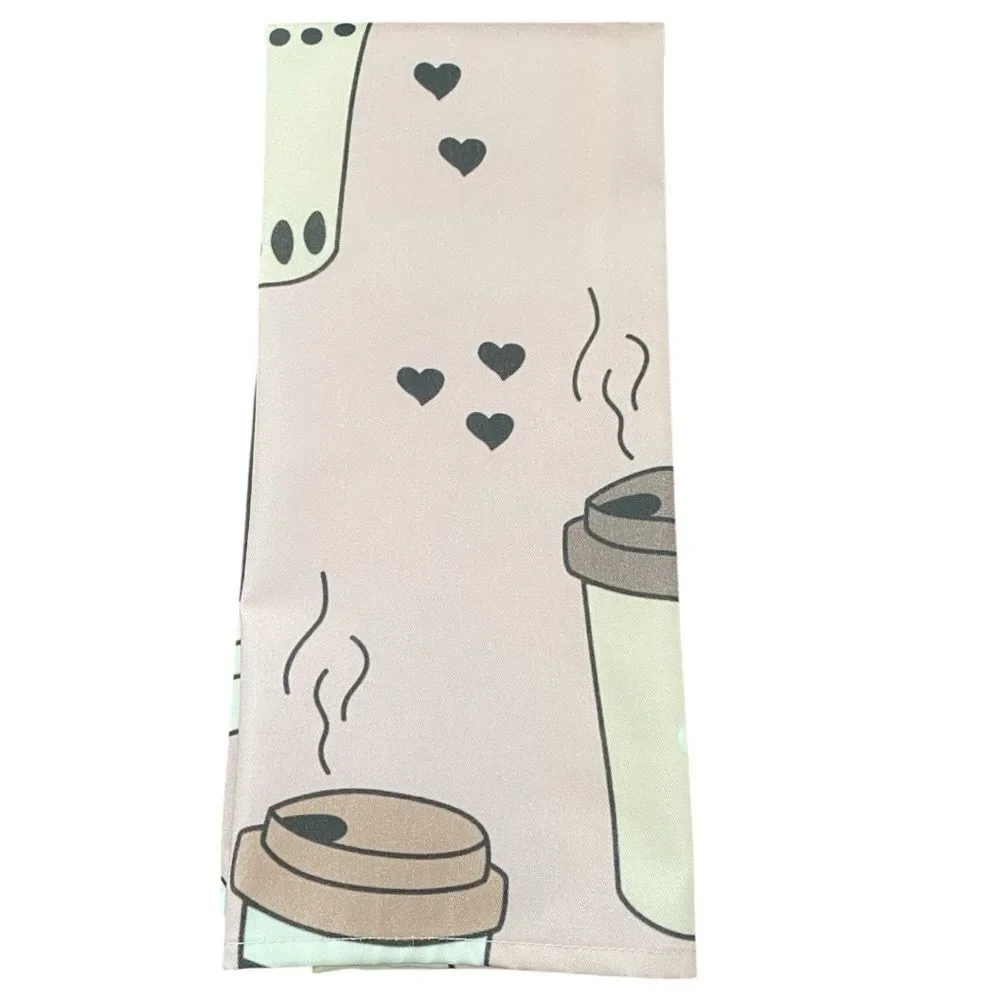 Latte Coffee Cup Tea Towel. NWT.